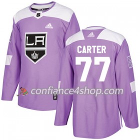 Adidas Maillot de Hockey Los Angeles Kings Jeff Carter 77 2017-2018 Violet Fights Cancer Practice Authentic - Homme